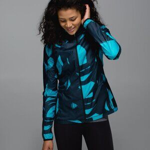 Lululemon Women's Back Spin Stroke Peacock Blue Black Back Pack It Jacket Size 4
